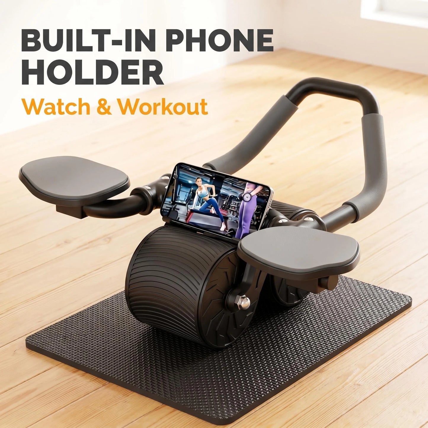 3-in-1 Ab Roller with Knee Pad & Phone Holder