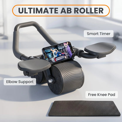 3-in-1 Ab Roller with Knee Pad & Phone Holder